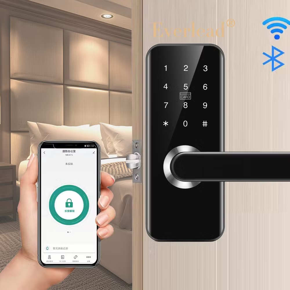 Tuya-APP-Ttlock-Remote-Open-Biometric-Phone-Call-Open-Door-Bell-Single-Latch-Digital-Key-Card-Door-Handle-RFID-Lock-for-Hotel-Apartment-Office Mobile App Hotel Lock Price in Nigeria